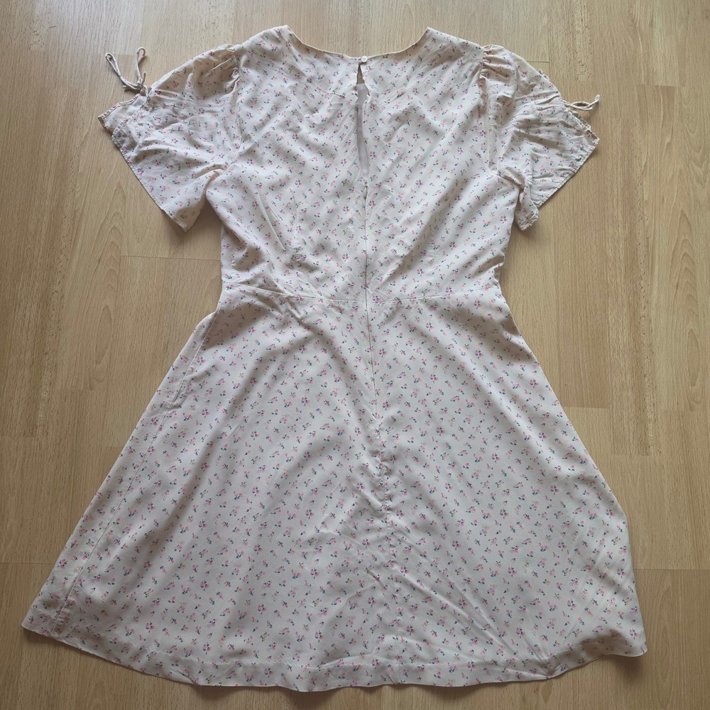 Madewell Dress Womens 4 Cream Floral‎ A-Line Short Sleeve Mini Cottagecore - Picture 5 of 10